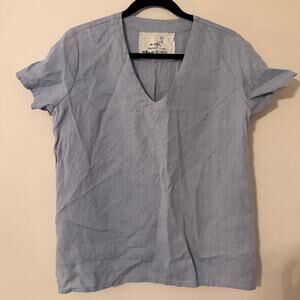 Set of 3 not Perfect Linen Blouse Tops Size Medium Large Blue Gray 100% Linen